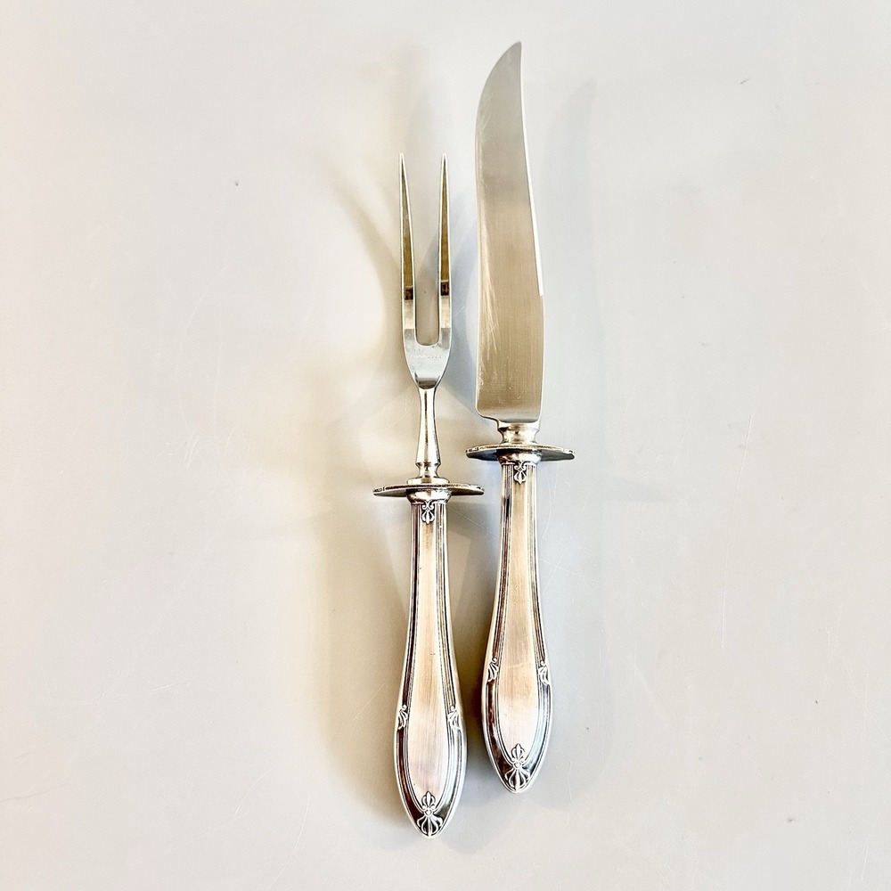 Gorham Silver Providence Steak Carving Fork Knife Set Silverplate Plate 1920